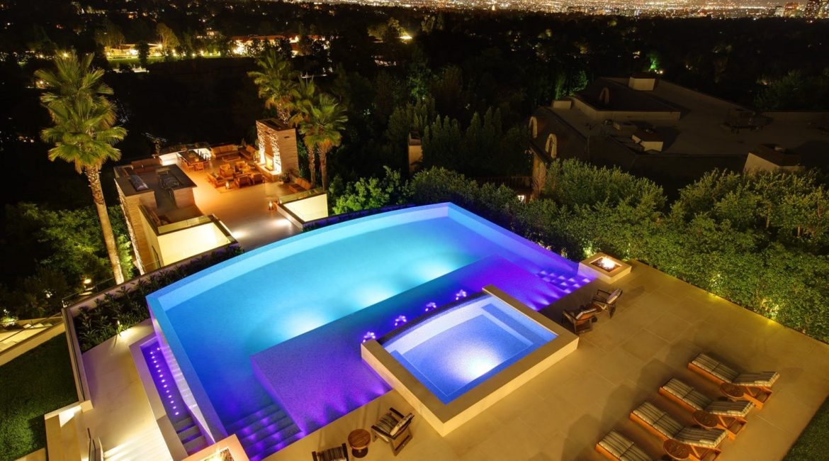 KFA Residence | Exterior Pool Night | Landry Design Group